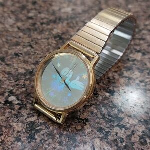 Disney Lorus Goldtone Quartz Mickey Mouse Holographic Watch. Stainless.